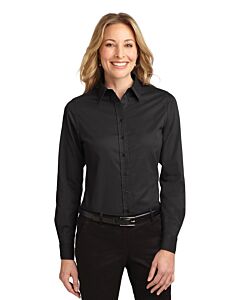Port Authority® Men's &amp; Ladies' Long Sleeve Easy Care Shirt with Logo-Black/Light Stone