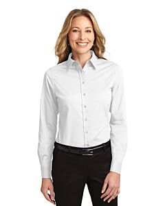 Port Authority® Men's &amp; Ladies' Long Sleeve Easy Care Shirt with Logo-White/Light Stone