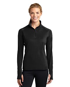 Sport-Tek® Men's &amp; Ladies' Sport-Wick® Stretch 1/2-Zip Pullover with Logo-Black