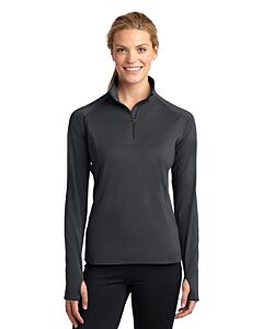 Sport-Tek® Men's &amp; Ladies' Sport-Wick® Stretch 1/2-Zip Pullover with Logo-Charcoal Gray