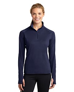 Sport-Tek® Men's &amp; Ladies' Sport-Wick® Stretch 1/2-Zip Pullover with Logo-True Navy