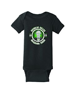  Dan Kellen Family - Rabbit Skins™ Infant Short Sleeve Baby Rib Bodysuit - 2 Location Imprint Front & Back - Green Logo - Infant